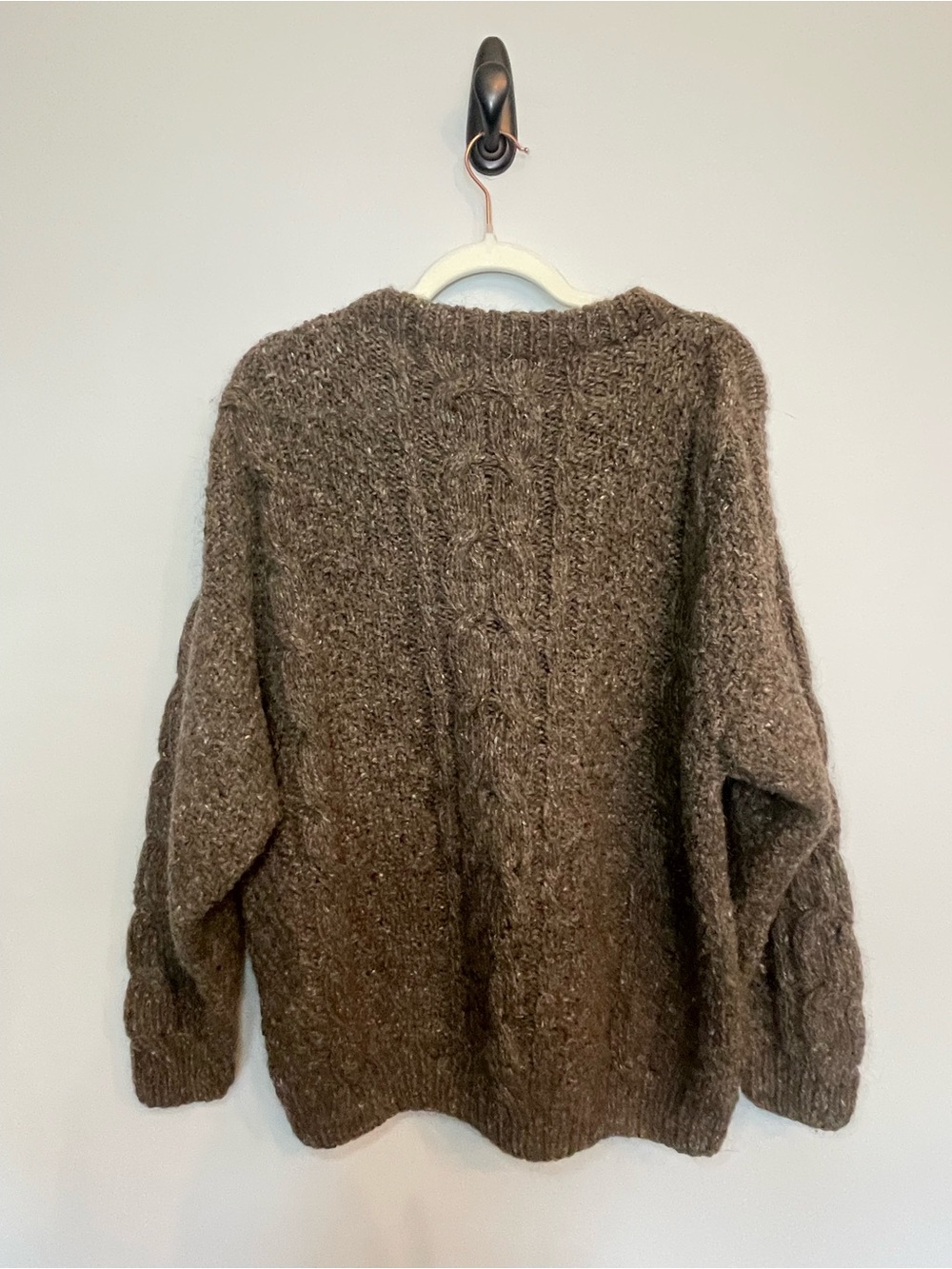 Brown Cable-Knit Crewneck Sweater - Picture 4 of 5